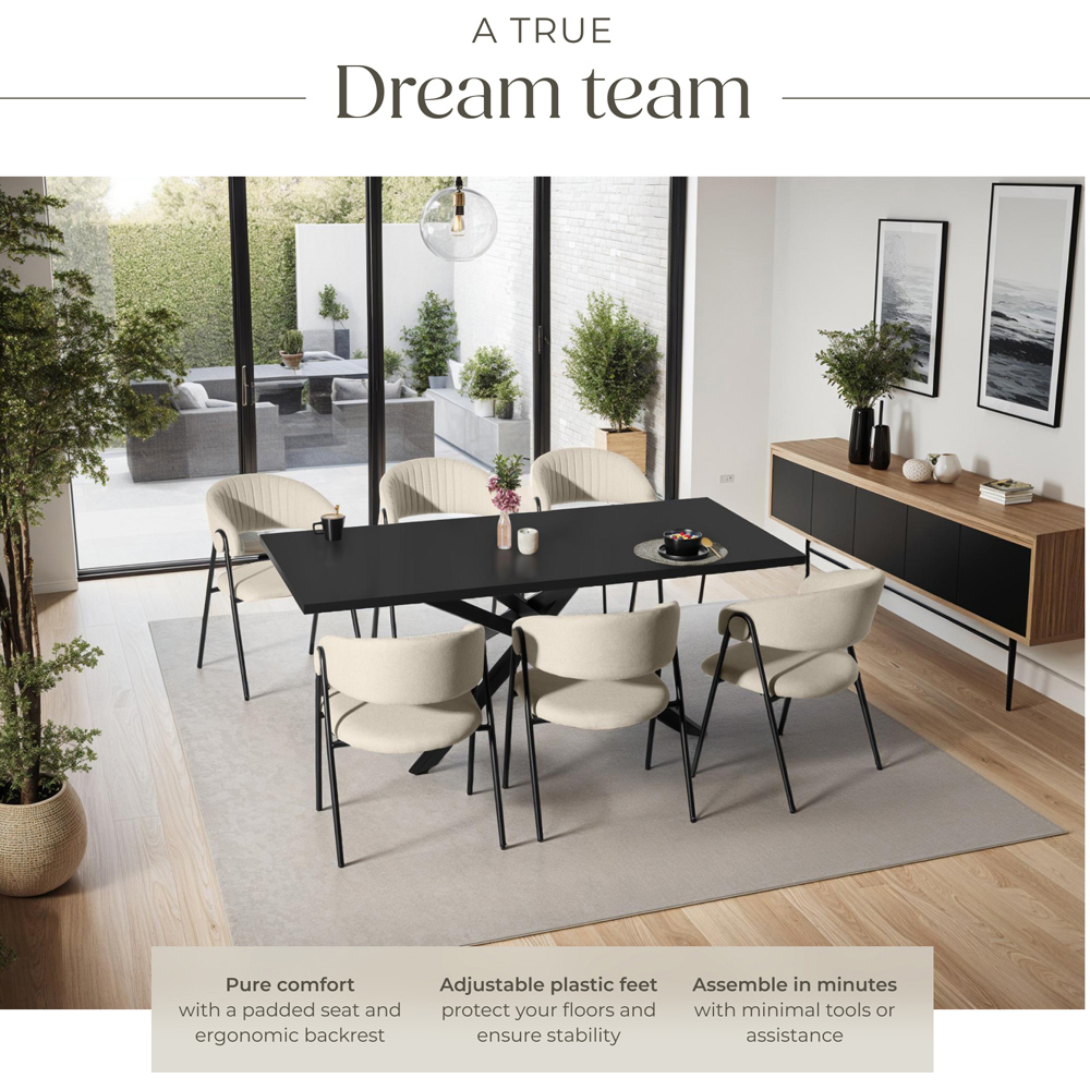 tectake Bedano Set of 6 Greige Dining Chair Image 5