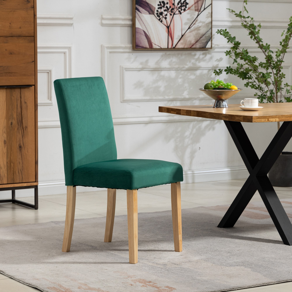 Artemis Home Maiolo Set of 2 Green Velvet Dining Chair Image 3