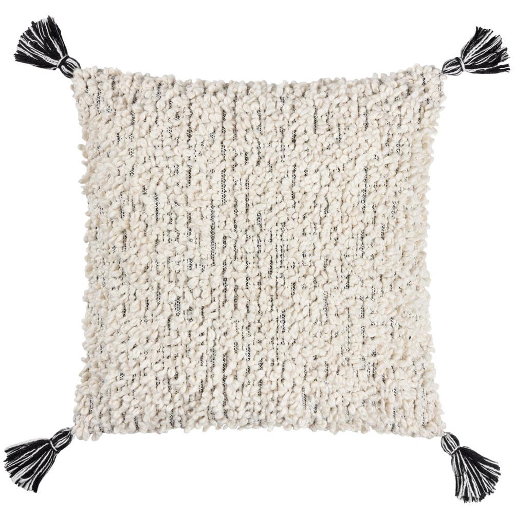Hoem Cambre Mono Boucle Tasselled Cushion Image 1