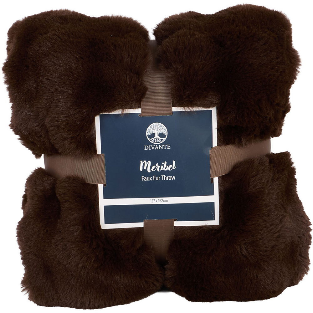 Meribel Faux Fur Plush Throw Chocolate Image 3