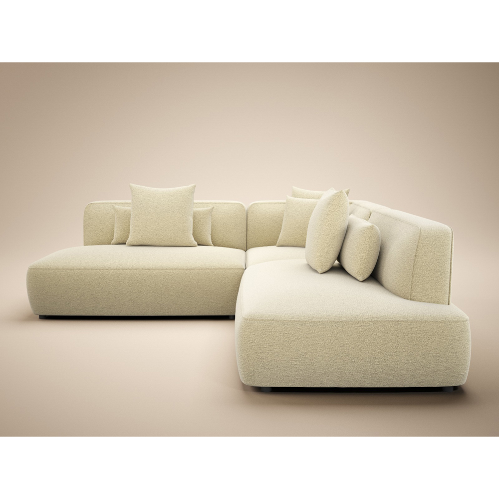 SOLACE+CO Luna 3 Seater Beige Chenille Large Corner Sofa Image 3