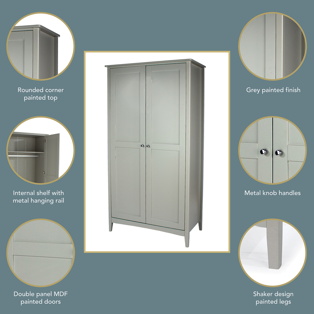 Core Products Como 2 Door Light Grey Wardrobe Image 7
