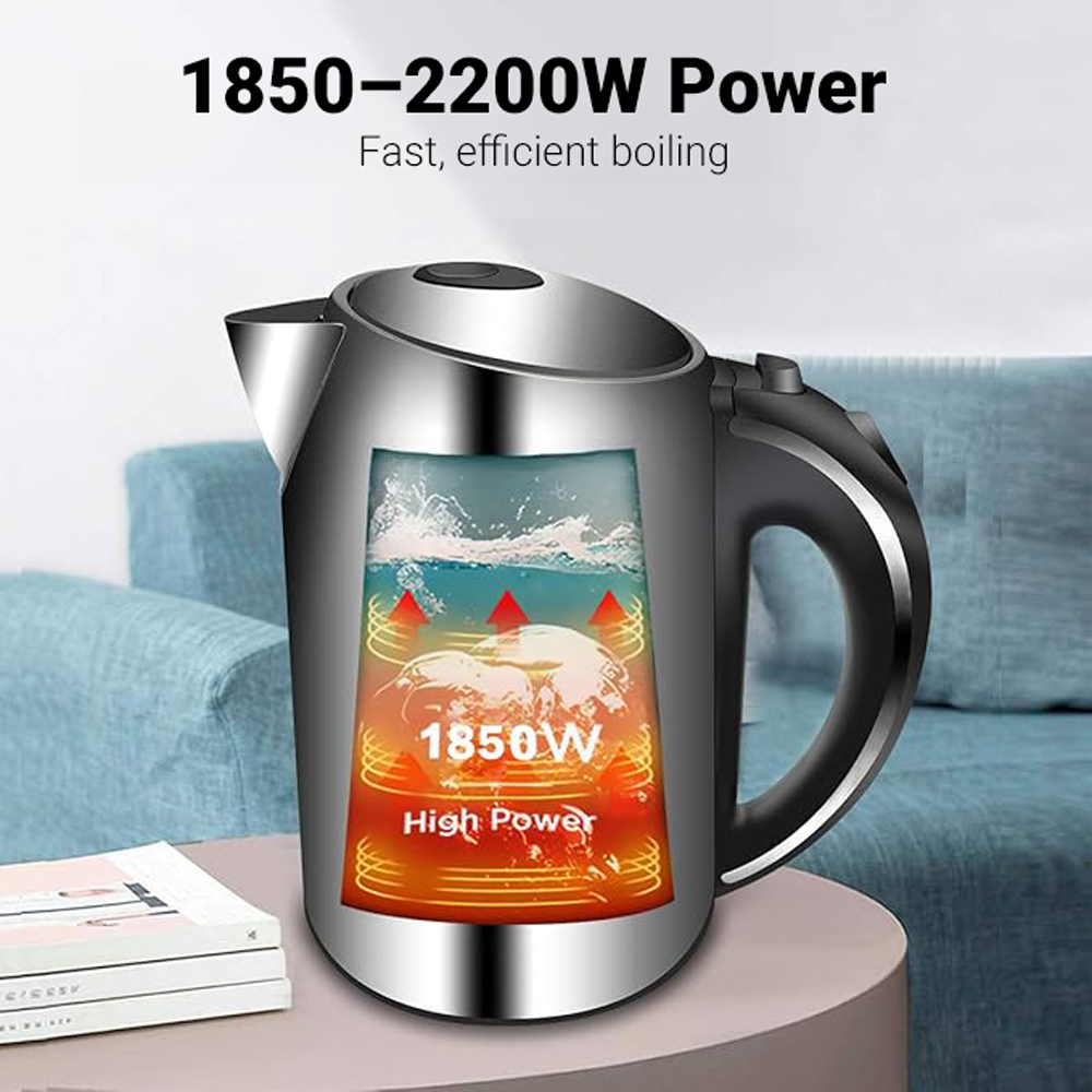 ExtraStar NHHB1739 1.7L Stainless Steel Cordless Electric Kettle with LED Indicator Light Image 2