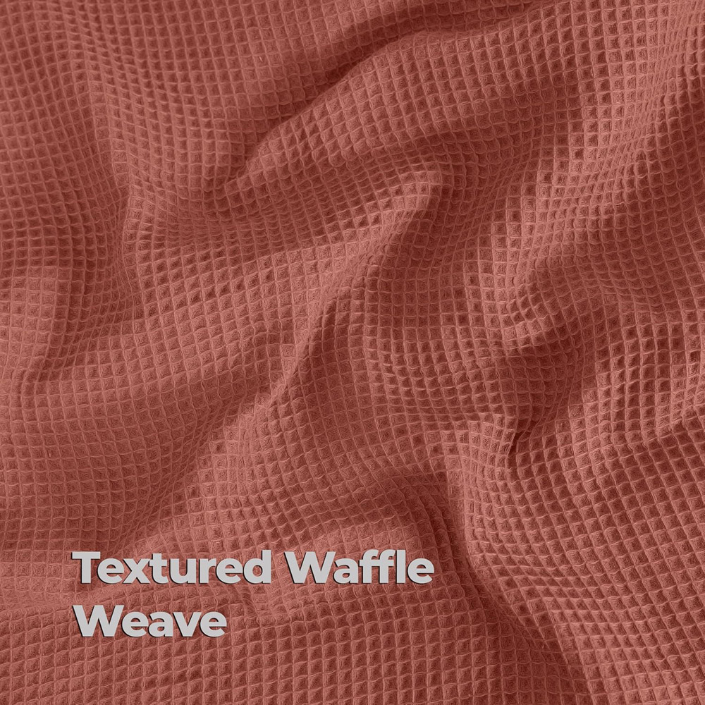 MHG Living King Size Terracotta Chunky Waffle Duvet Cover Set Image 4