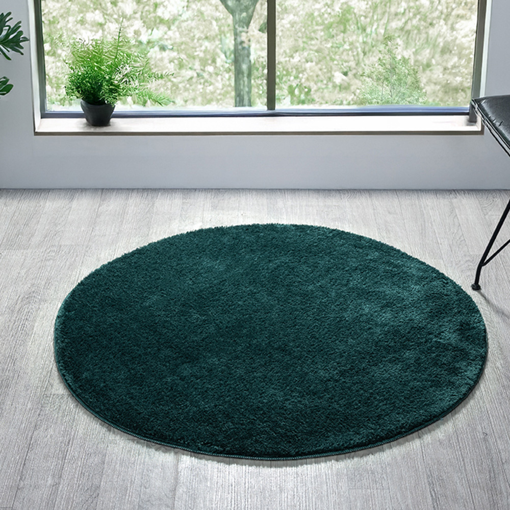 Desire Rugs Comfy Emerald Anti Slip Felt Backing Round Rug 100cm Image 2