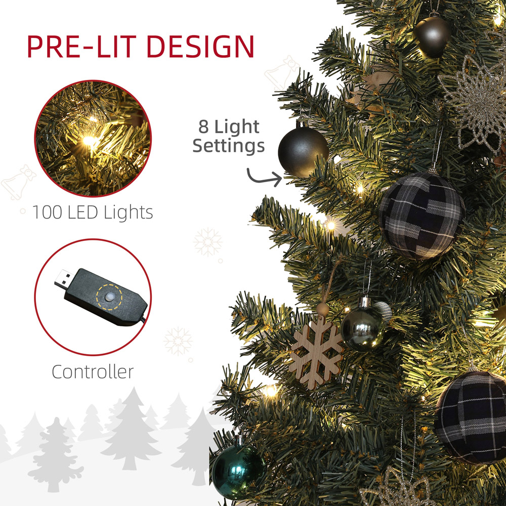 Everglow Warm White LED Pre-Lit Artificial Christmas Tree with Blue Decorations 5ft Image 5