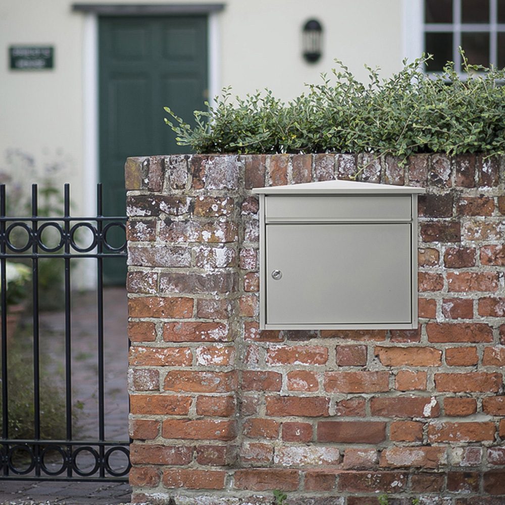 Burg-Wachter Silver Mersey Wall Mounted Galvanised Steel Post Box - 39 x 34.7 x 20.6cm Image 2