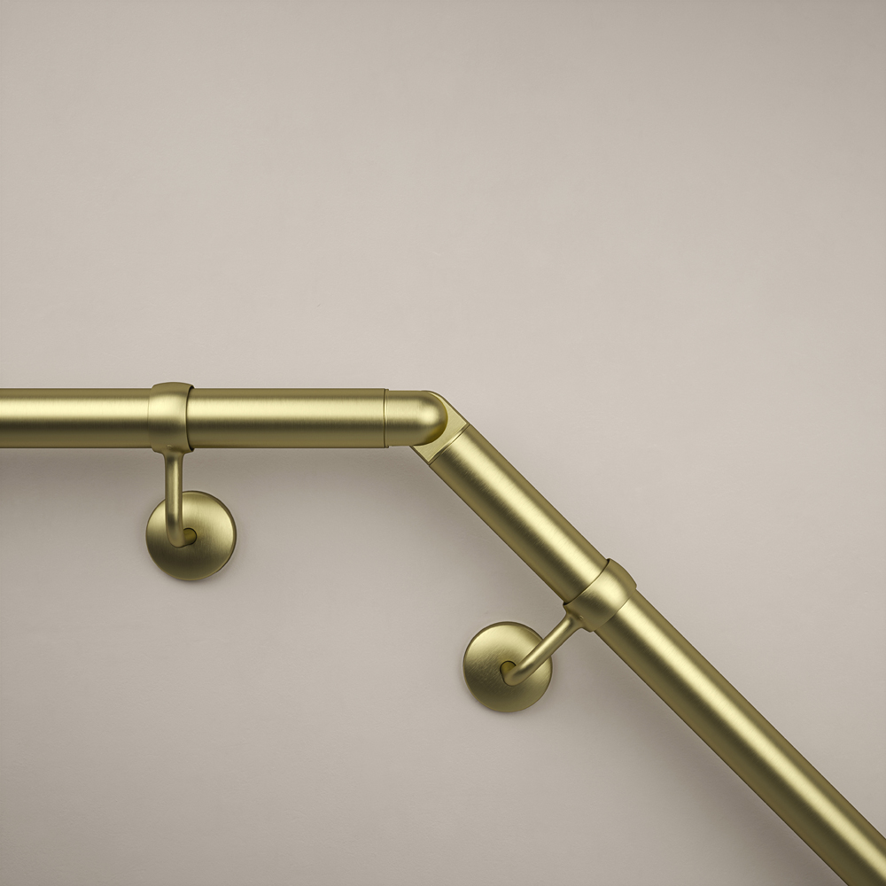 Rothley Satin Brass Stair Handrail Adjustable Elbow Image 8