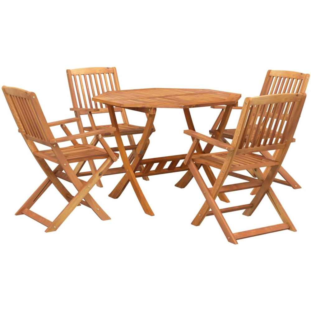 Walplus 4 Seater Solid Wood Acacia Garden Dining Set Image 2