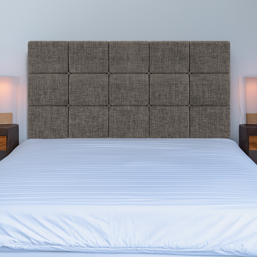 Bedmaster King Size Slate Linen Pearl Squared Headboard Image 1