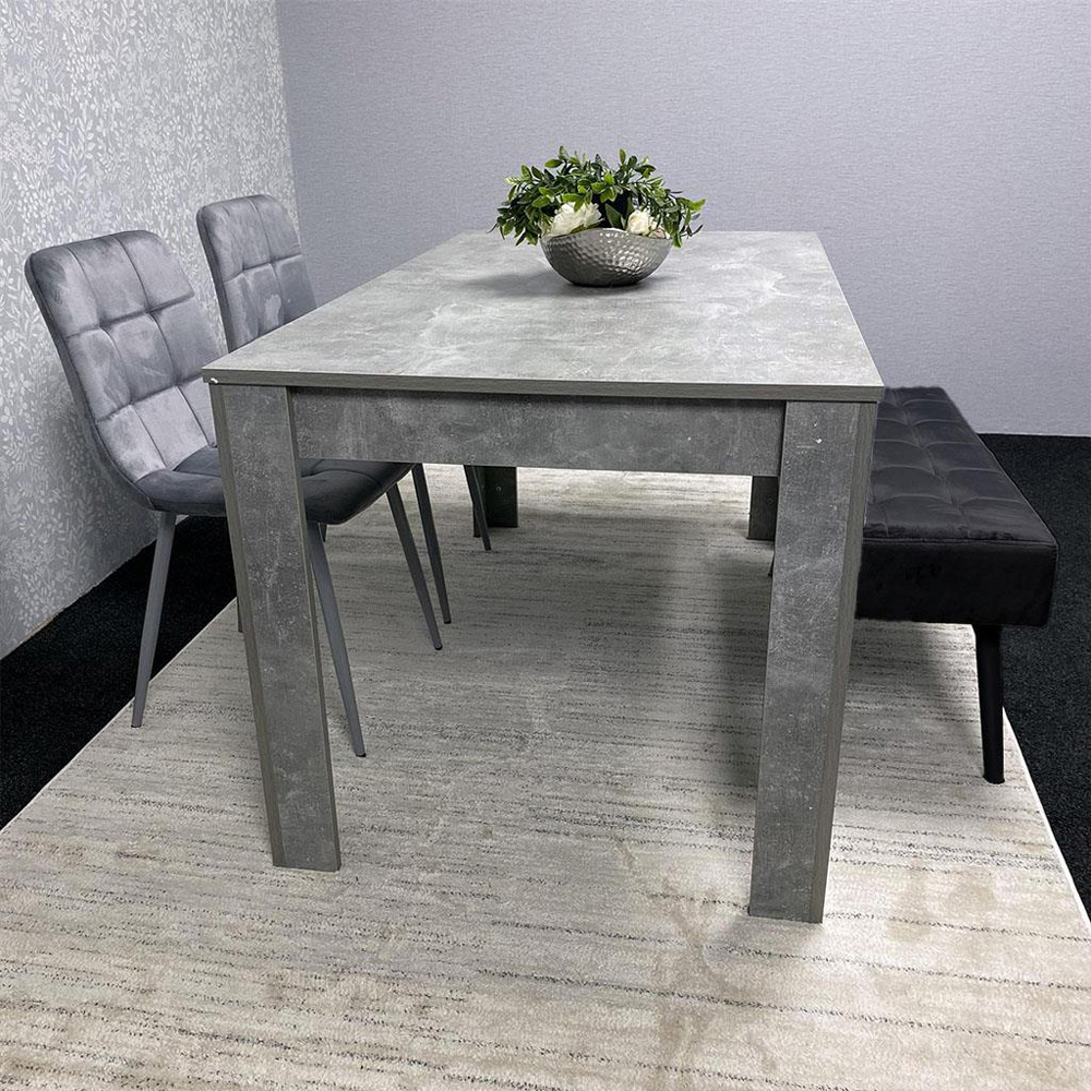 Portland 3 Seater Velvet Wooden Dining Set with Bench Grey and Black Image 2