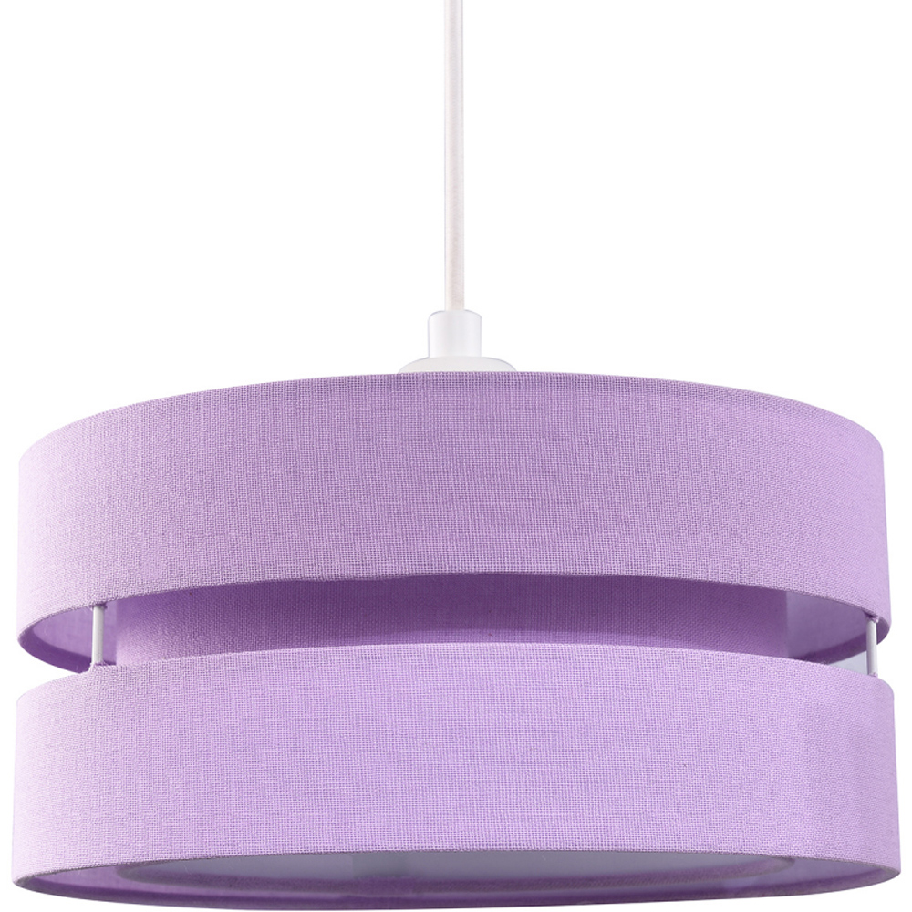 Happy Homewares 3 Tier Lilac Linen Fabric Pendant Shade Image 1