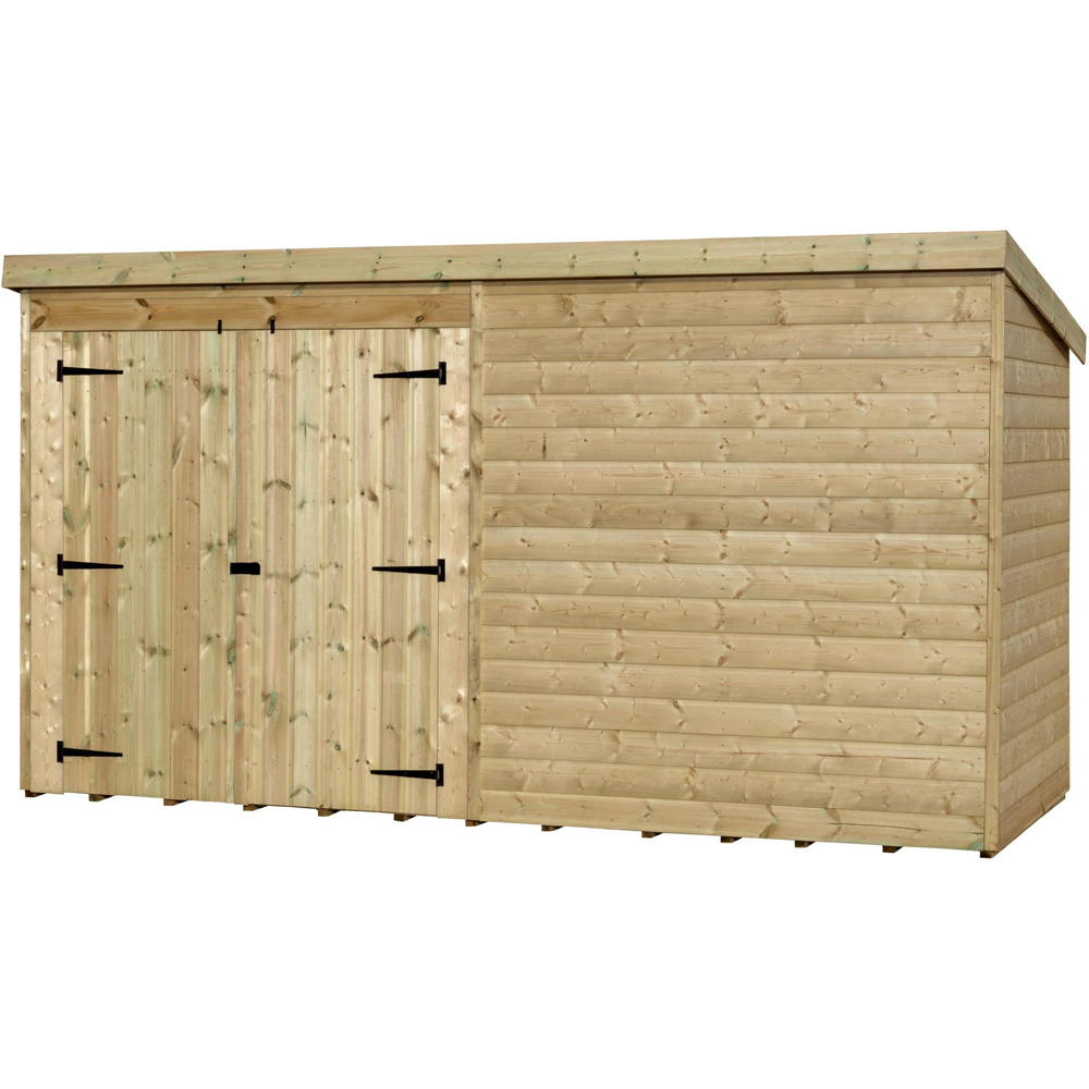 Empire Sheds 4000 12 x 3ft Double Door Tongue and Groove Wooden Pent Garden Shed Image 1