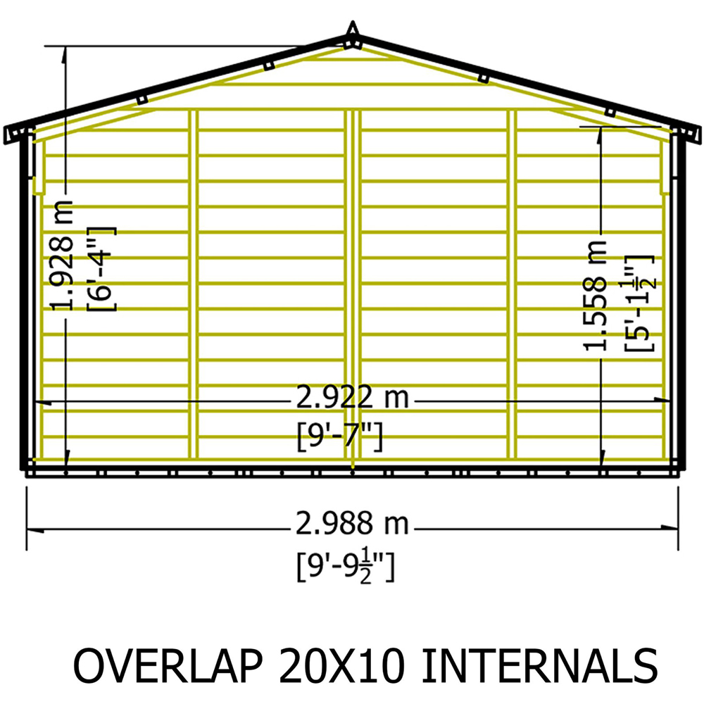 Shire 10 x 20ft Double Door Dip Treated Overlap Apex Shed Image 8