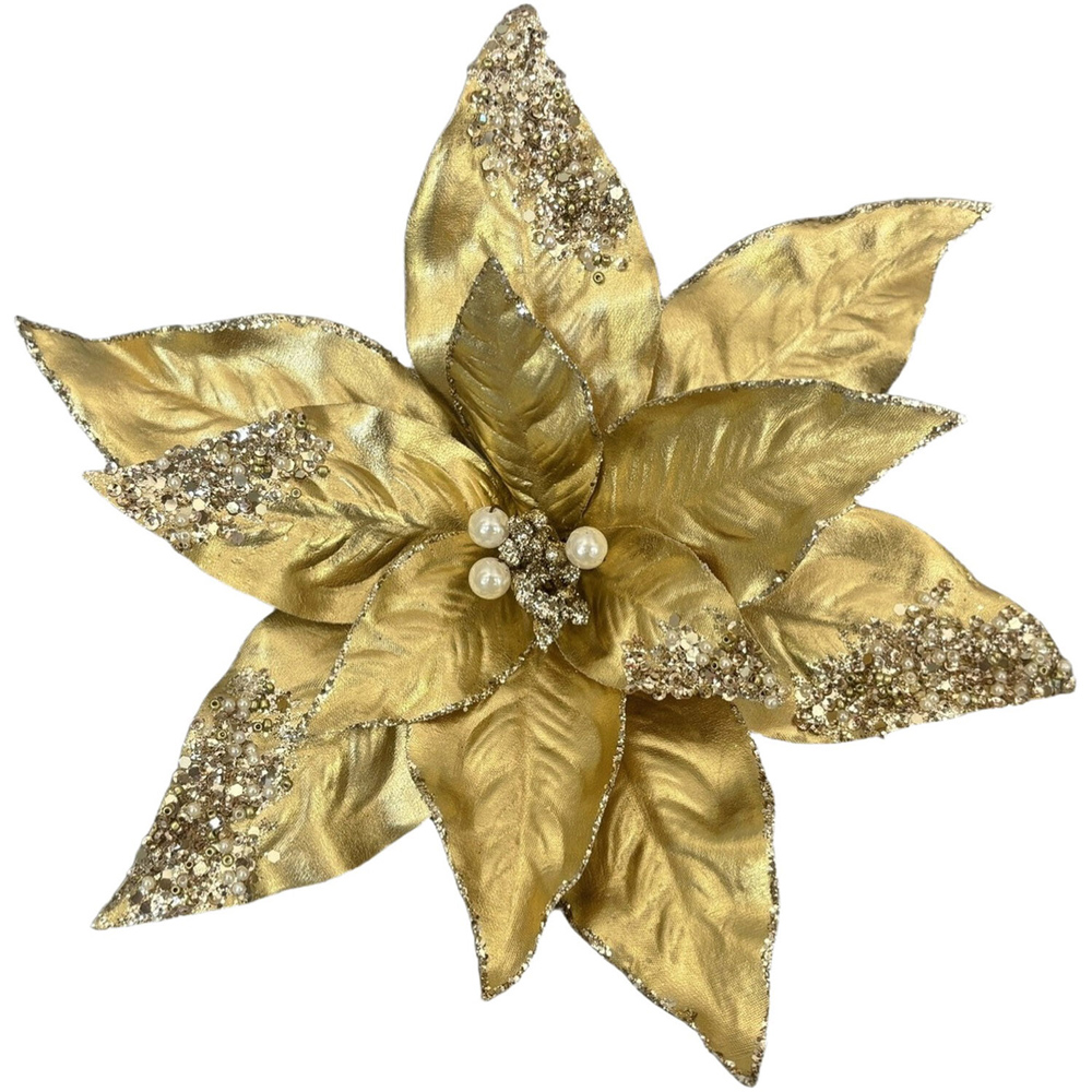 Metallic Poinsettia Flower Clip Image 7
