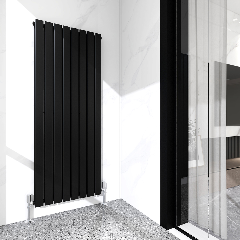 Black 6925 BTU Double Flat Panel Vertical Column Radiator 1600 x 544mm Image 2