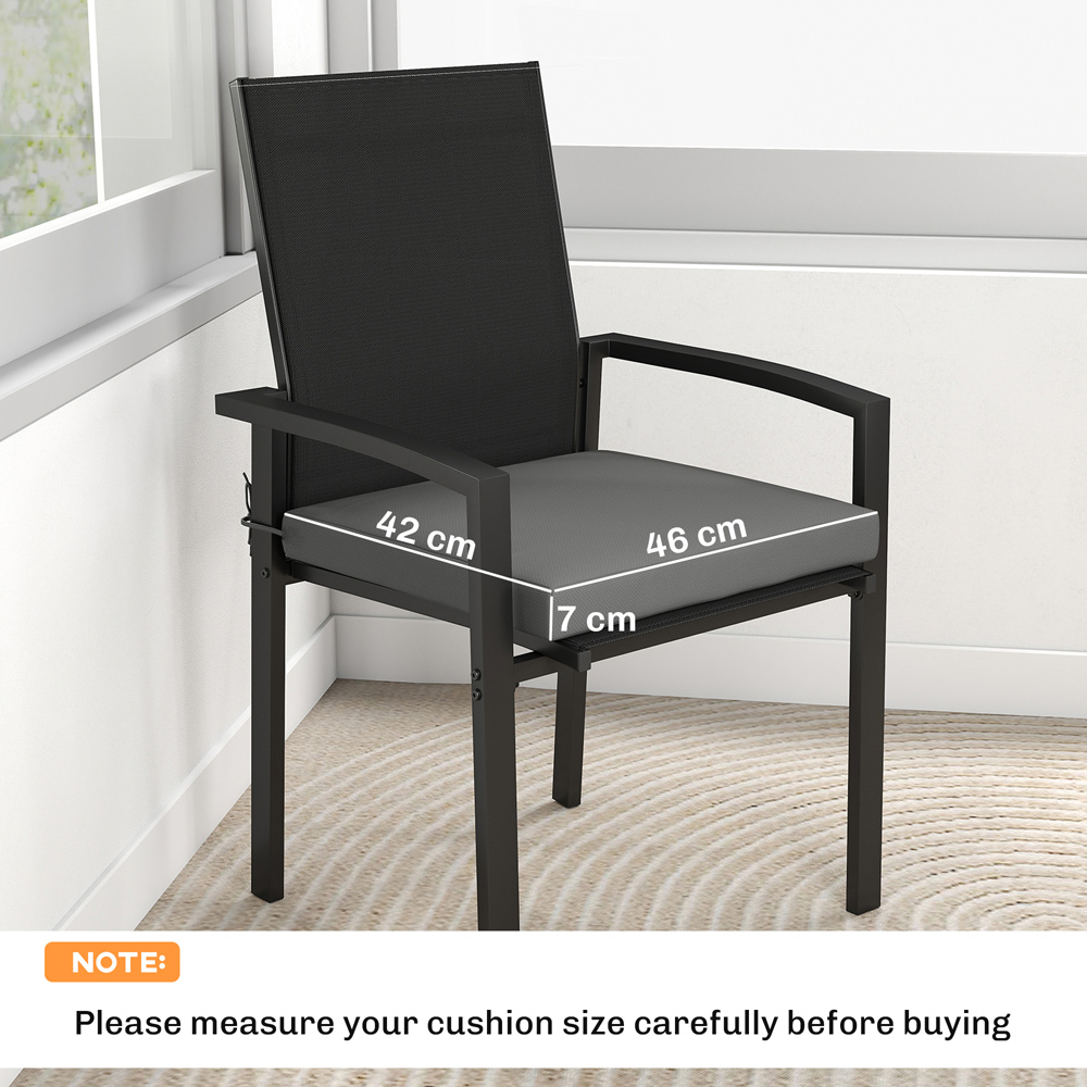 Outsunny Dark Grey Seat Cushion with Machine Washable Cover 46 x 42cm 6 Pack Image 9