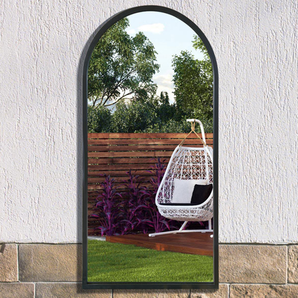 MirrorOutlet The Arcus Black Framed Arched Garden Wall Mirror 120 x 60cm Image 2
