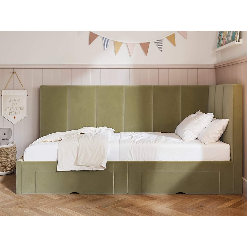 Flair Harley 2 Drawers Olive Green Velvet Bed Frame Image 6
