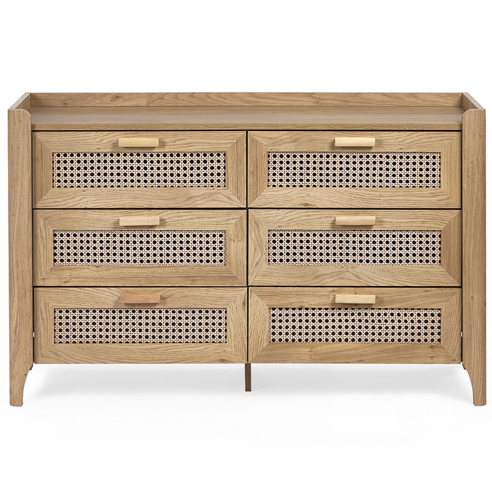 Julian Bowen Sydney 6 Drawer Rattan Effect Wide Chest of Drawers Image 3