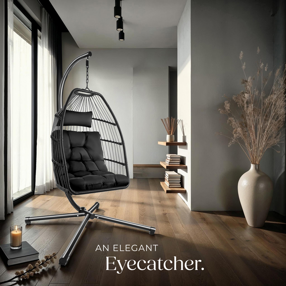 tectake Ariane Black Egg Chair Image 8