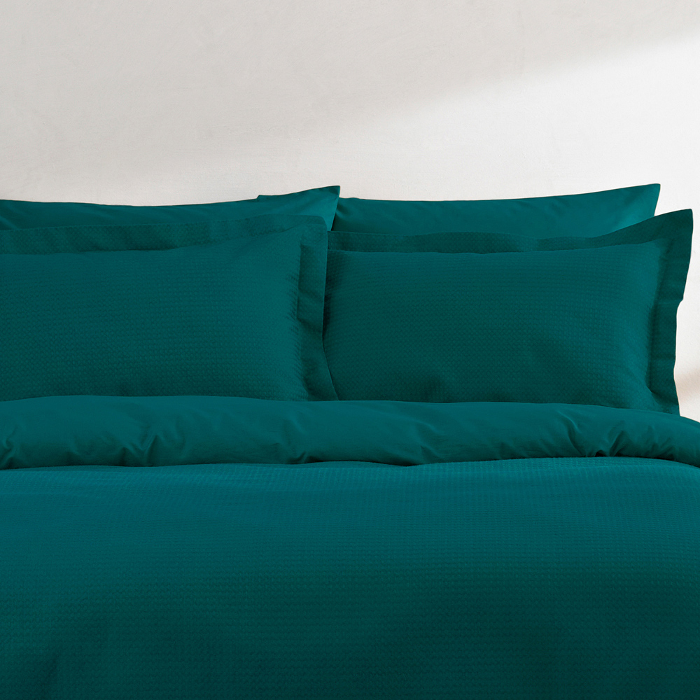 Yard Super King Teal Waffle Duvet Set Image 2