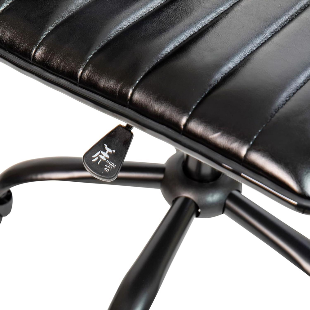 FWStyle Black Faux Leather Ribbed Designer Office Chair Image 4
