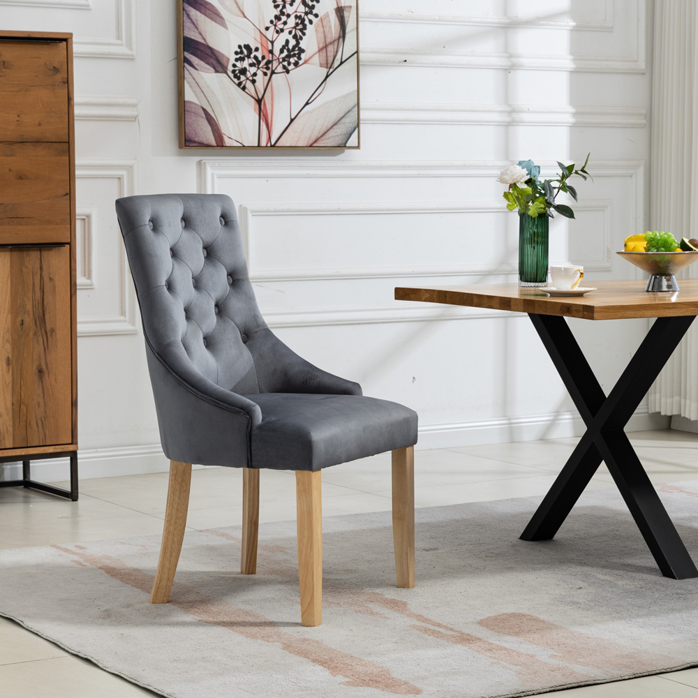 Artemis Home Ravenna Set of 2 Grey Velvet Dining Chair Image 3