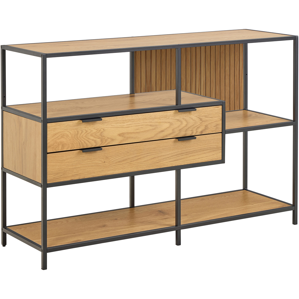 Florence Seaford 2 Drawer 3 Shelf Matt Wild Oak Metal Bookcase Image 6