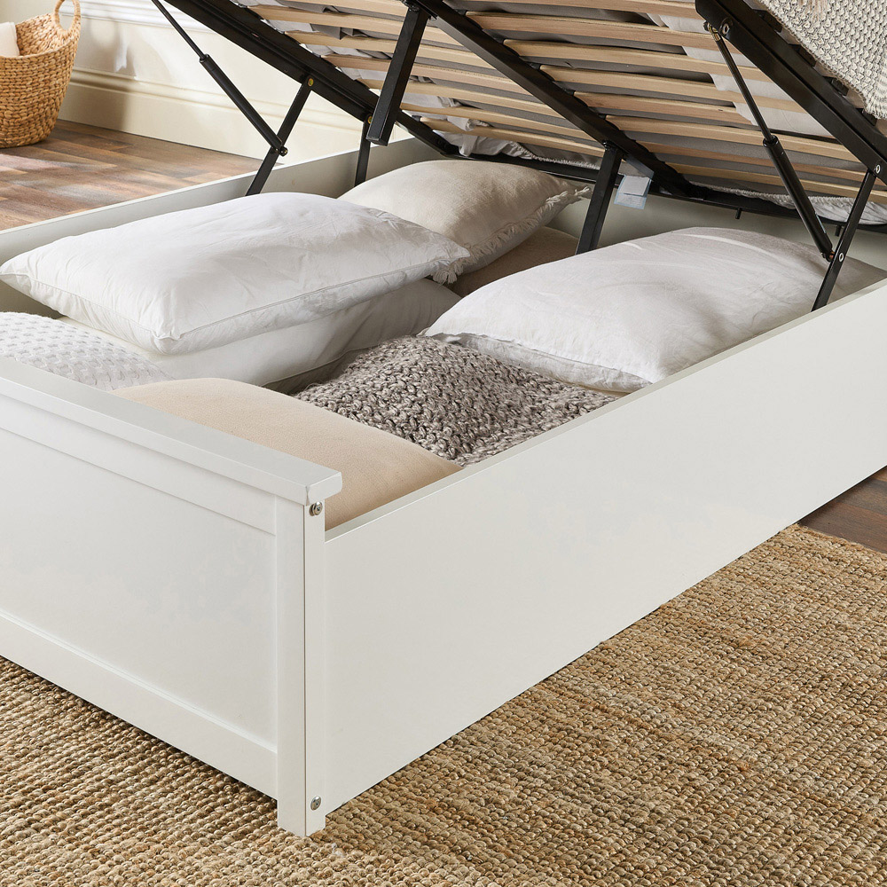 Aspire Furniture King Size White Wooden Ottoman Bed Image 4