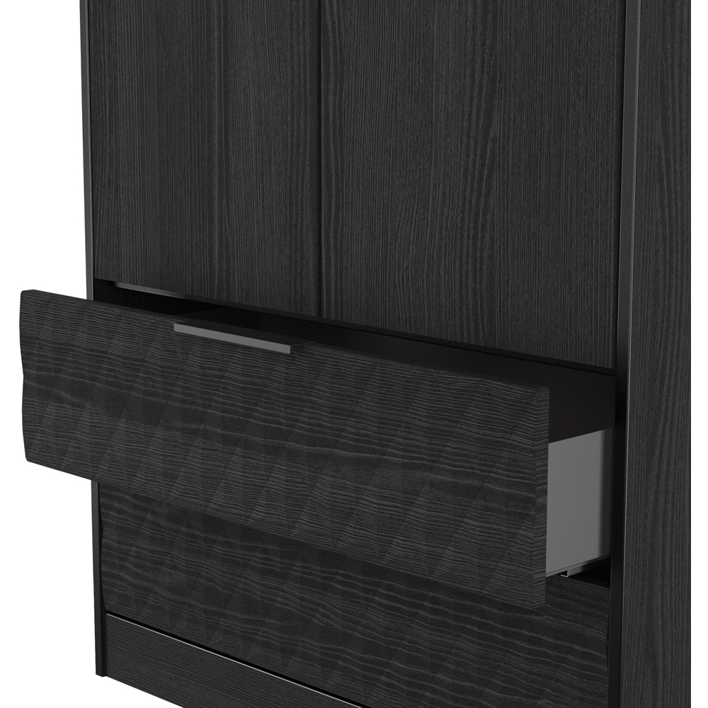 Crowndale Harlequin 2 Door 2 Drawer Black Ash Tall Wardrobe Ready Assembled Image 7