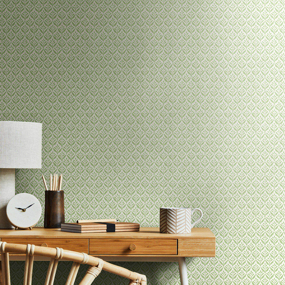 Hoopla Walls Purity Mini Leaf Green Wallpaper Image 2