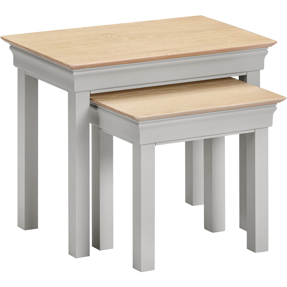 Seconique Bordeaux Pebble Grey and Oak Nest of Tables Set of 2 Image 2