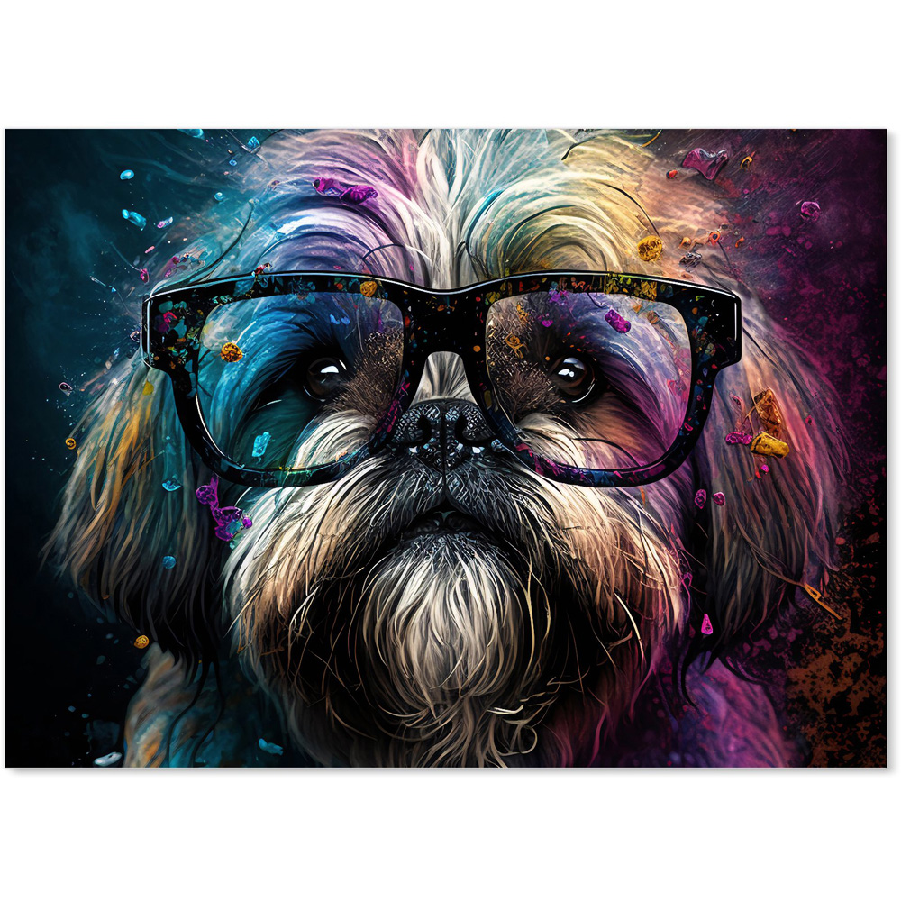 Warren Reed Designer Lhasa Apso Dog Face Splashart Glass Kitchen Splashback 65 x 90cm Image 2