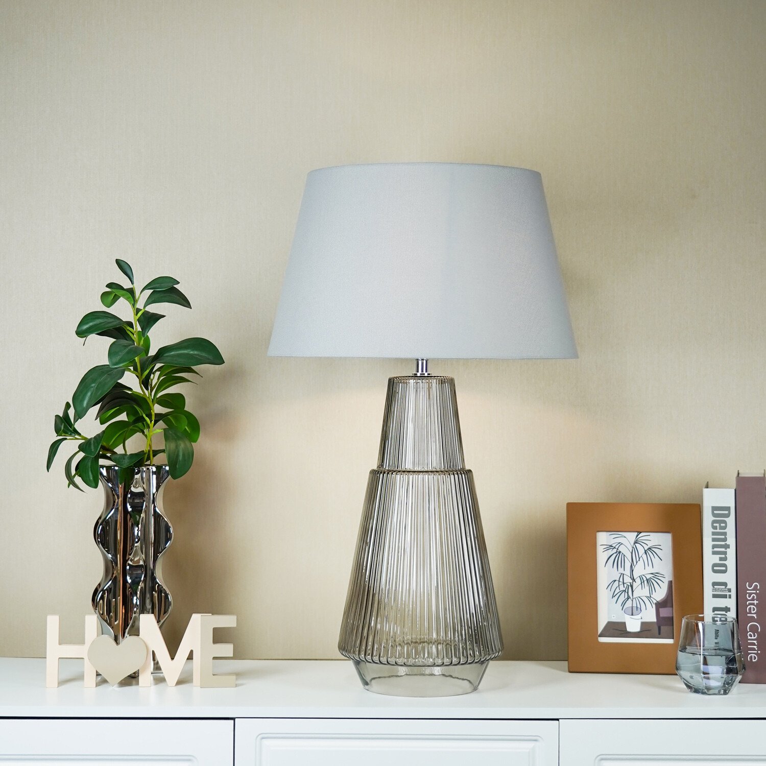 Dallary Glass Table Lamp Grey Image 2