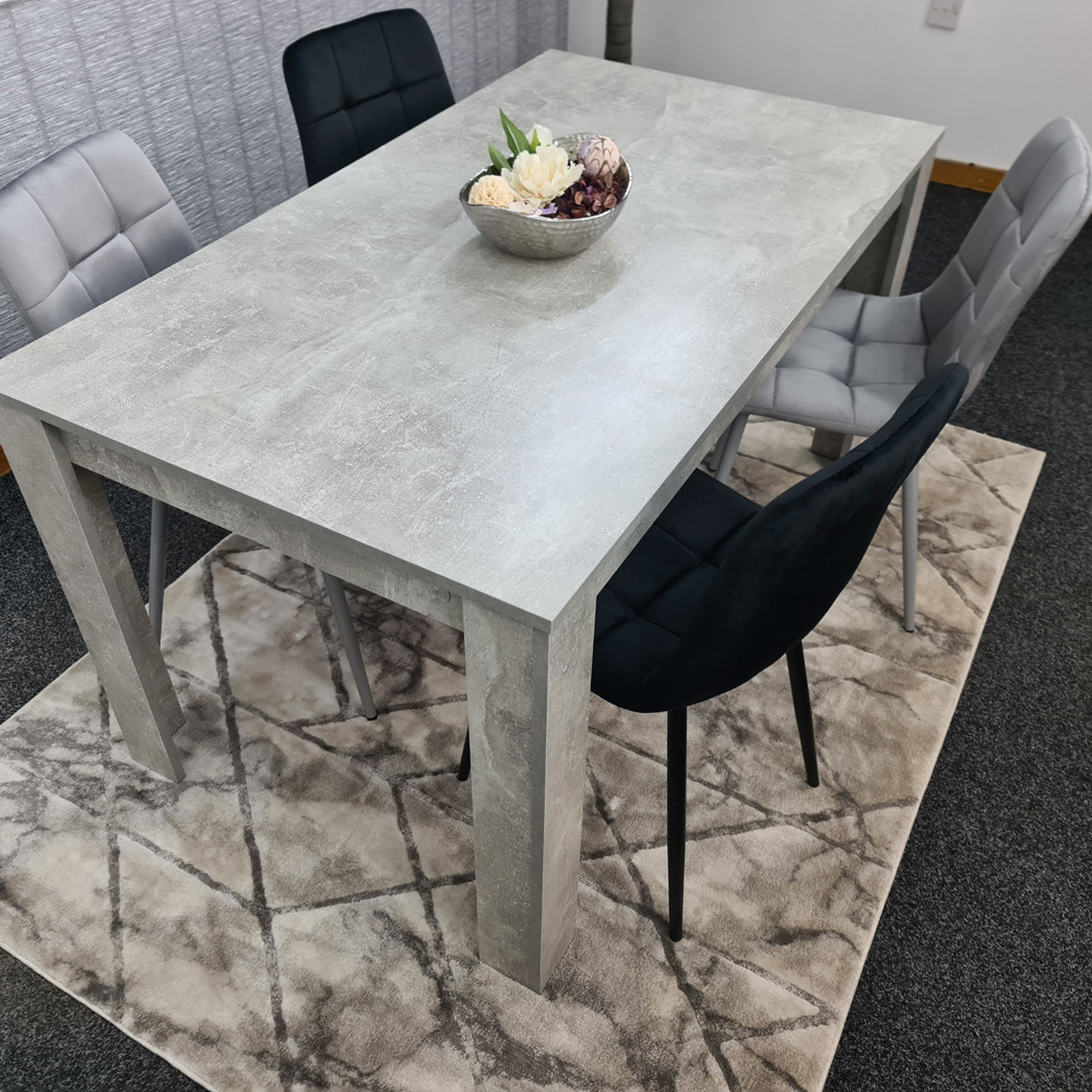 Portland Velvet 4 Seater Dining Set Stone Grey and Grey Black Image 6