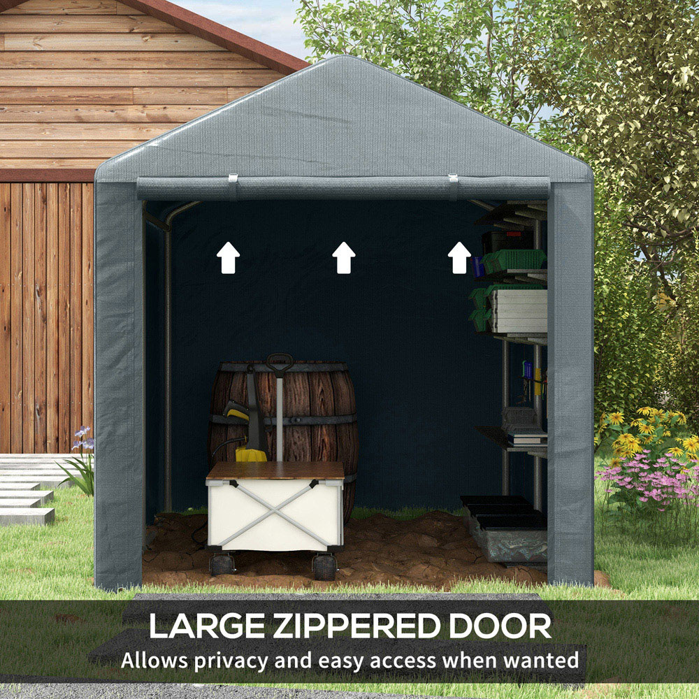 Outsunny 5.24 x 7.21ft Dark Grey Portable Garden Storage Tent Image 6