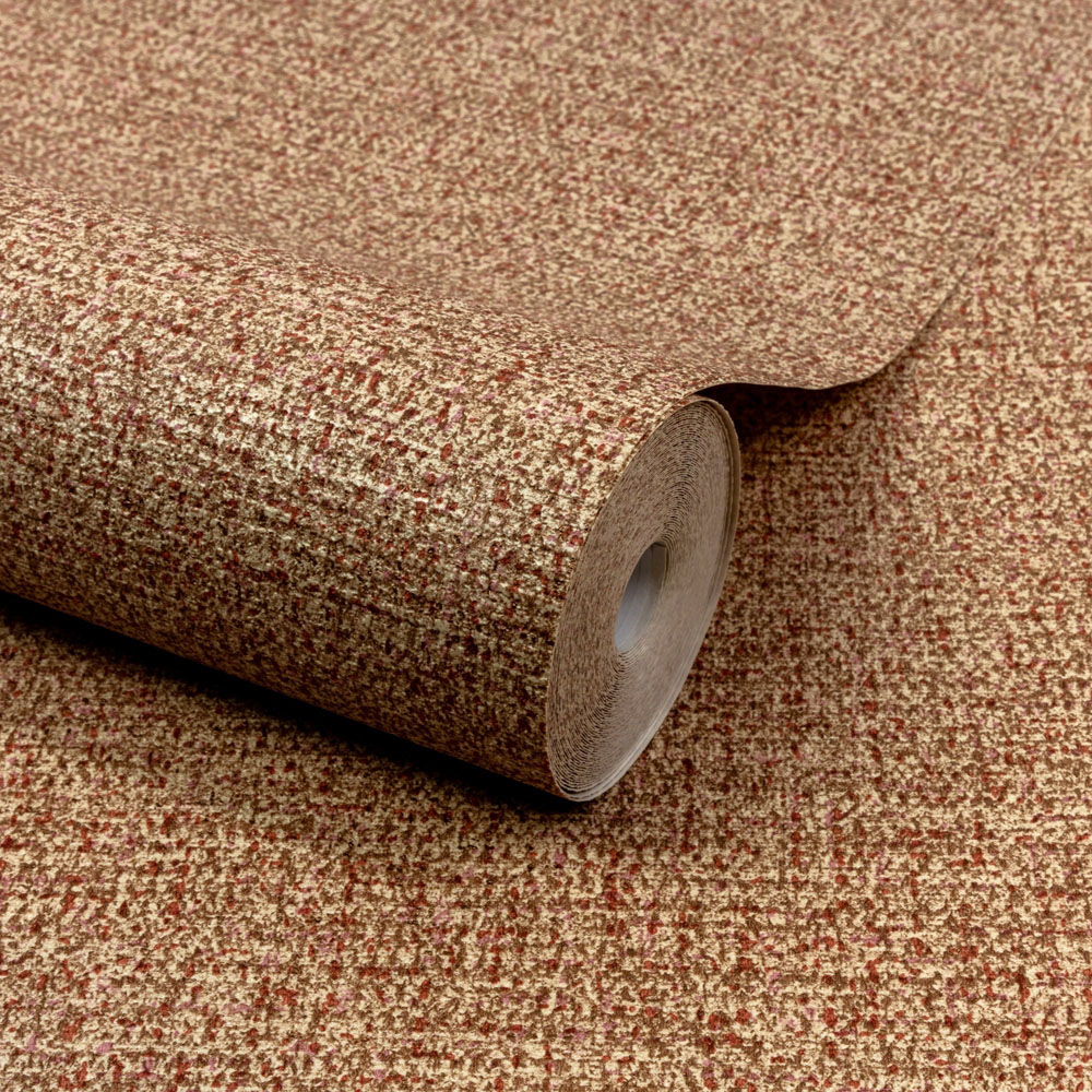 Grandeco Boutique Mysore Fabric Effect Twill Embossed Coral Rust Wallpaper Image 2