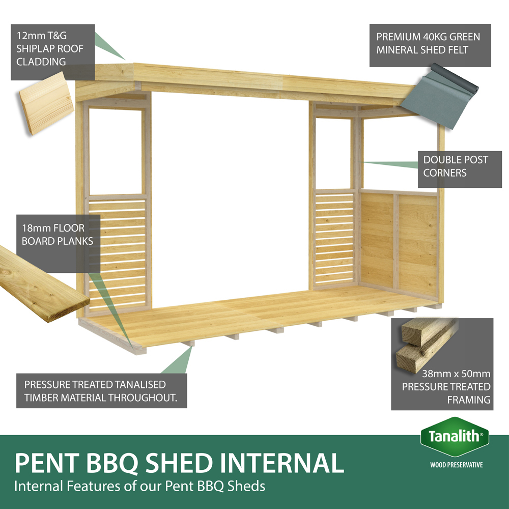 DIY Sheds 12 x 4ft Pressure Treated Tongue and Groove Timber Outdoor Kitchen Shelter Image 8