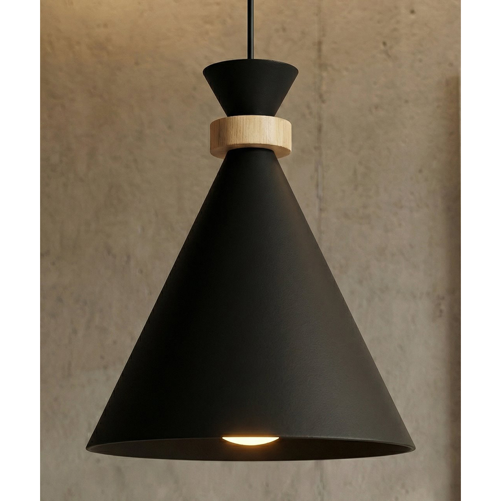 Emibig Zero Dome Shade Black E27 Ceiling Pendant Light Image 3