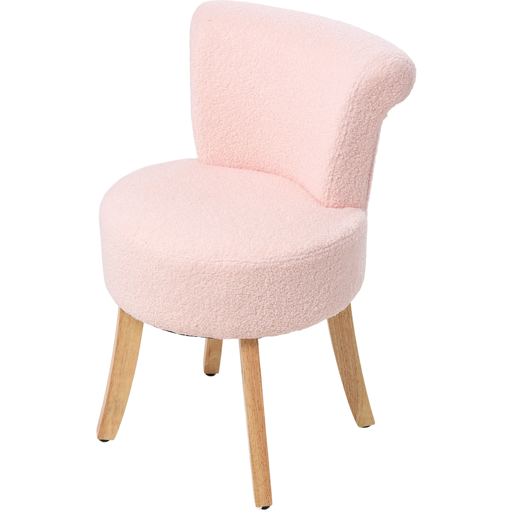 Living and Home Pink Teddy Fleece Low Backrest Vanity Stool Image 2