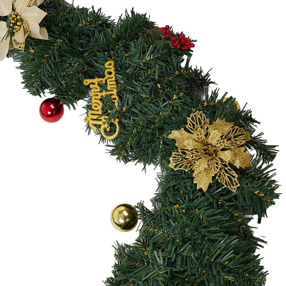 Living and Home Christmas Garland with Pinecones Red Berries and Gold Ornament 270cm Image 6