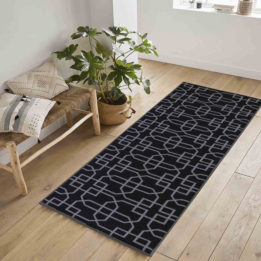Desire Rugs Havana Black Cubed Trellis Anti Slip Door Mat 80 x 50cm Image 4
