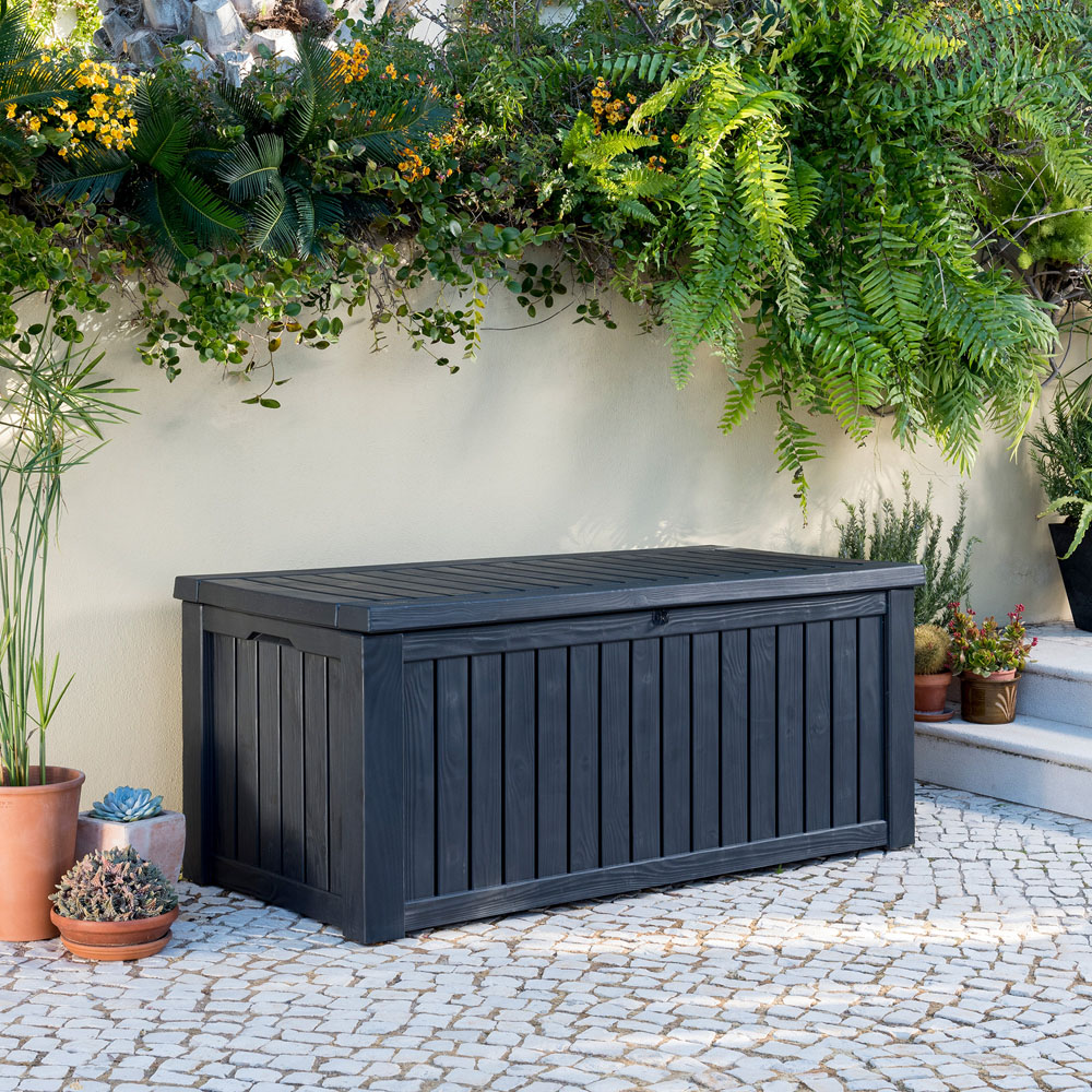 Keter Rockwood Grey Wood Effect Outdoor Storage Box 570L Image 2
