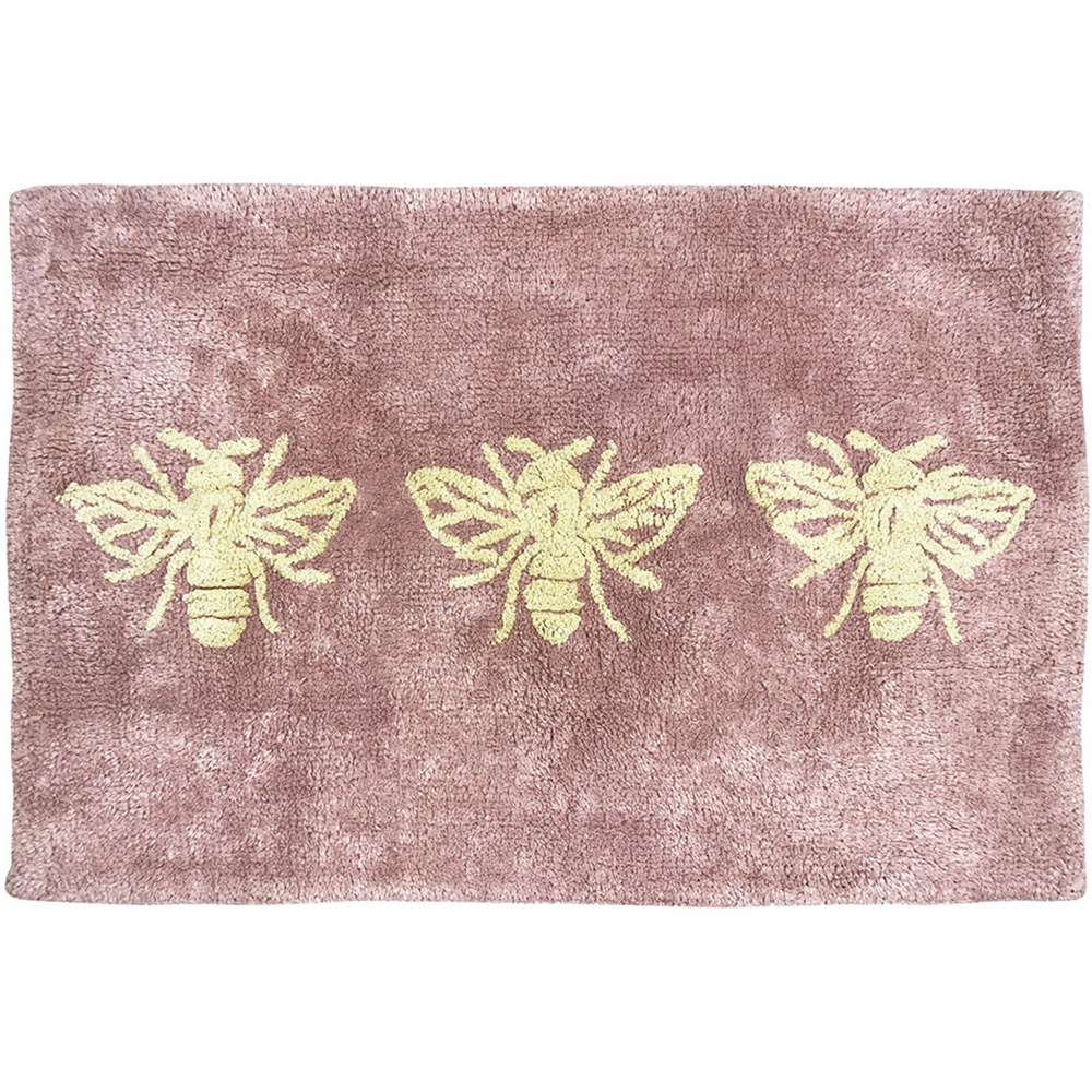 furn. Bee Deco Cotton Anti-Slip Blush Bath Mat Image 1
