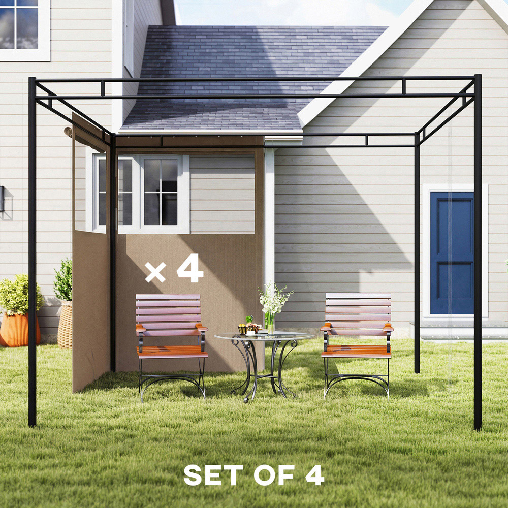 Outsunny 3 x 3m Khaki Gazebo Replacement Curtain 4 Pack Image 3