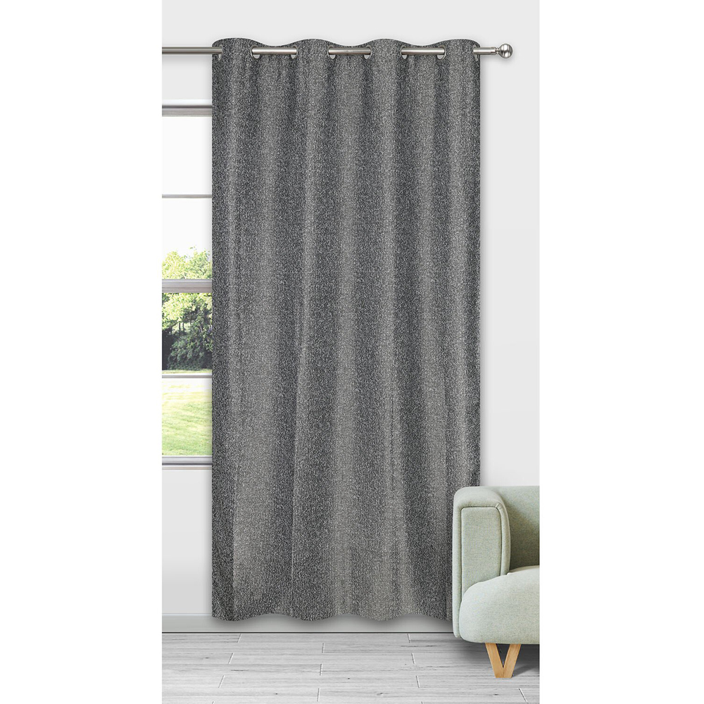 Nomi Slub Eyelet Single Panel Curtain - Black Image 3