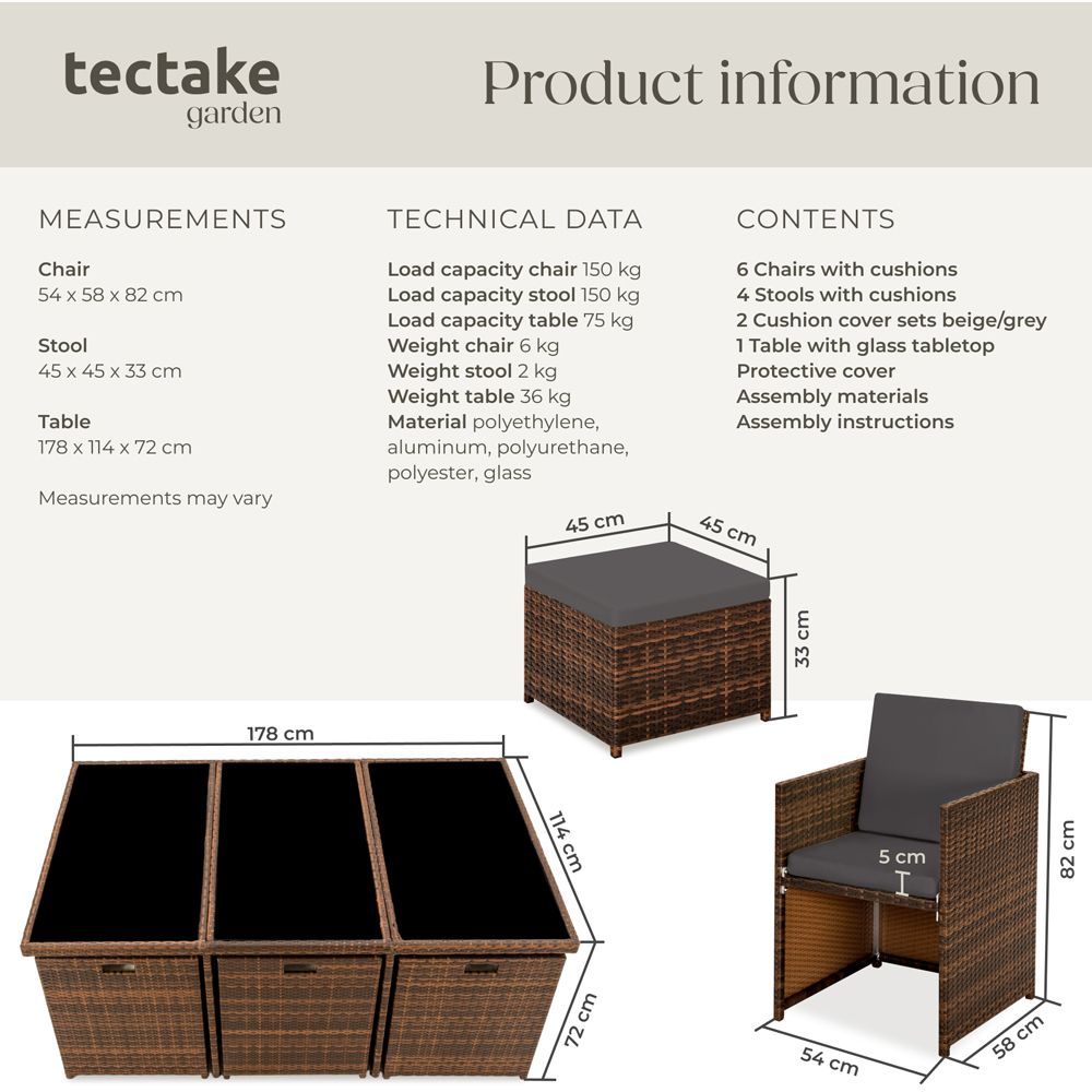 tectake New York 10 Seater Black and Brown Dining Table Image 9