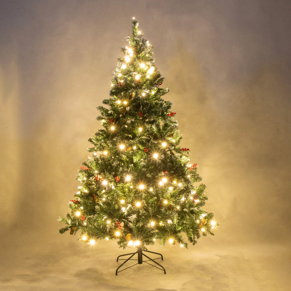 The Christmas Workshop 200 Warm White LED Pre-Lit Christmas Tree with Berries and Pinecones 7ft Image 3