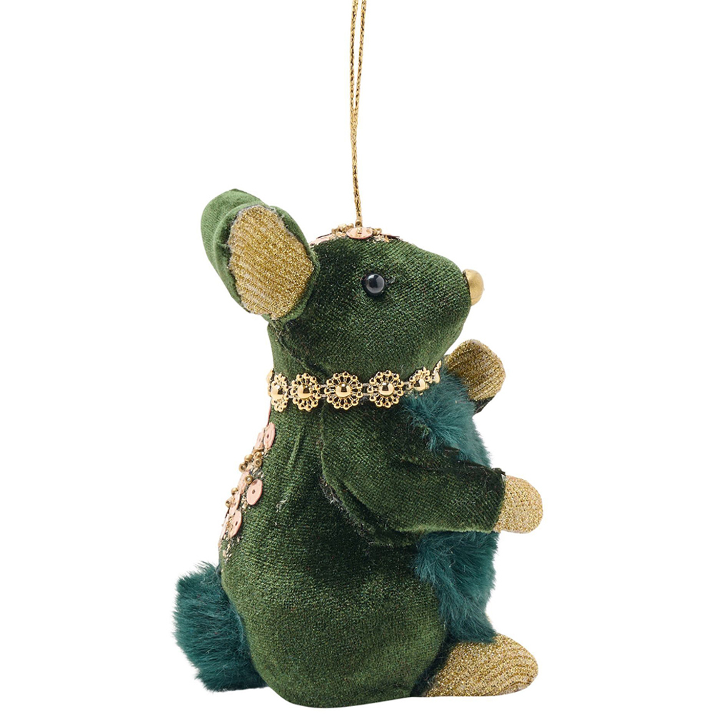 The Christmas Gift Co Green Velvet Rabbit Hanging Decoration Image 3